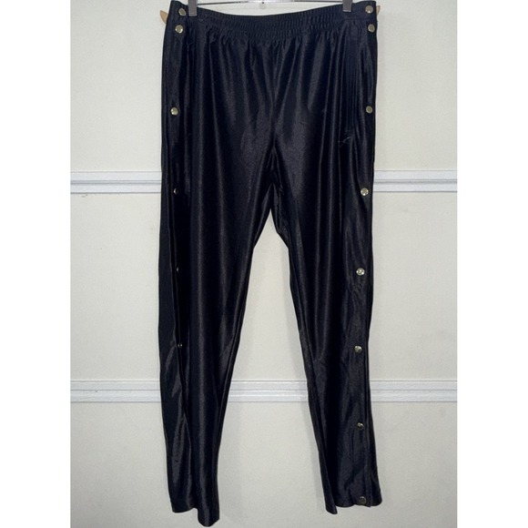 Reebok Basketball Pants Men's Size L Black Tear Away‎ Gold Tone Snaps - Picture 1 of 8